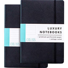 Load image into Gallery viewer, 2 Pack Luxury Lined Journal Notebooks- Journals For Writing w/ 130 Perforated Pages, Medium (5.7&quot; x 8.3&quot;) - Soft Cover Notebooks for Work, Travel, College- Journal for Men and Women (Black)
