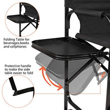 Load image into Gallery viewer, Mefeir 30&quot; Tall Director Chair Black Folding with Side Table Storage Bag,Portable Makeup Artist Bar Height, Aluminum Frame 300 lbs Capacity, 33.8&quot; L x 19.2&quot; W x 45.6&quot; H
