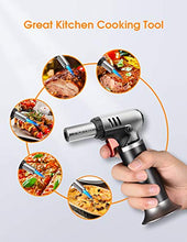 Load image into Gallery viewer, Butane Torch with Fuel Gauge,Homitt Refillable Cooking Torches with One-handed Operation &amp;Safety Lock,Adjustable Flame,Fit All Butane Tanks Kitchen Culinary Butane Torch for Cooking,Baking,BBQ
