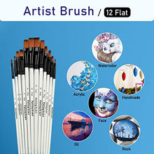 Load image into Gallery viewer, Falling in Art Paint Brushes Set, 12 PCS Nylon Professional Flat Paint Brushes for Watercolor, Oil Painting, Acrylic, Face Body Nail Art, Crafts, Rock Painting

