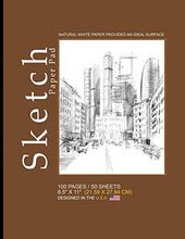 Load image into Gallery viewer, Sketch Paper Pad -Brown,City Cover: 8.5&quot; x 11&quot; (21.59 x 27.94 cm)(Sketchbooks &amp; Sketch Pads), 100 Pages, 50 sheets, Soft Durable Matte Cover
