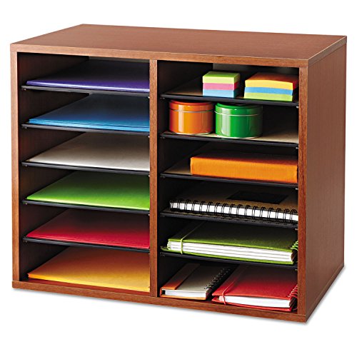 Safco Products 9420CY Wood Adjustable Literature Organizer, 12 Compartment, Cherry