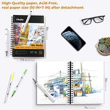 Load image into Gallery viewer, Mix Media Pad, Ohuhu 10&quot;×7.6&quot; Mixed Media Art Sketchbook, 120 LB/200 GSM Heavyweight Papers 62 Sheets/124 Pages, Spiral Bound Mixed Media Paper Pad for Acrylic, Watercolor, Painting
