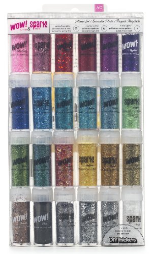 Wow! & Spark! Mixed Glitter Pack by American Crafts | 24-pack | Includes 11 bottles extra fine glitter, 6 bottles chunky glitter and 7 bottles tinsel glitter in various colors