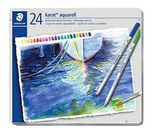 Staedtler Karat Aquarell Premium Watercolor Pencils, Set of 24 Colors (125M24)