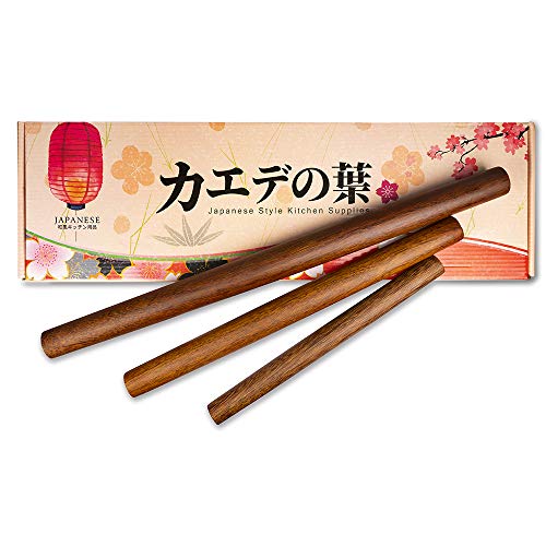 French Rolling Pin 3 Pieces Different Sizes （19.7inches 15inches 11inches) Made by Wenge Wood Very Suitable for Restaurants and Home Kitchens to Make Various Sizes of Bread