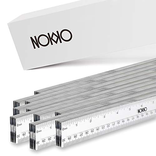NOKKO Clear Plastic Rulers Bulk 50 Piece Pack - Transparent 12 Inch / 30 Centimeter Ruler Class Set - Easy to Read School and Office Supplies for Kids, Students, Teachers and Artists