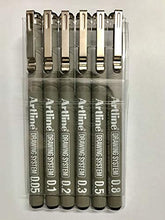 Load image into Gallery viewer, Artline Drawing System Technical Pens - Set of 6-0.05/0.1/0.2/0.3/0.5/0.8 (Black) Pegment Ink, Water Based, Water Resistant - FREE 3D Key Chain
