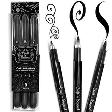 Load image into Gallery viewer, Calligraphy Pens Pack of 3 Small, Medium and Large for Hand Lettering, Art Drawing, Sketching, Scrapbooking - Beginner Kit with Fadeproof Black Ink
