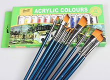 Load image into Gallery viewer, Artist Paint Brushes - A - Golden Nylon, Long Handle, Angular Paint Brush Set - Ideal for Acrylic Painting and Oil Painting, and Equally Useful for Watercolor Painting and Gouache Color Painting.
