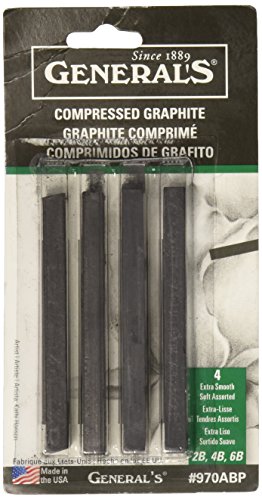 General Pencil Compressed Graphite Sticks 4/Pkg, Black - 2B, 4B & 6B