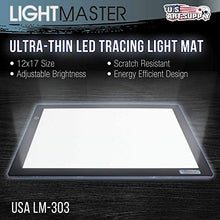 Load image into Gallery viewer, U.S. Art Supply Lightmaster 24.3&quot; Diagonal Professional (A3) 12&quot;x17&quot; LED Lightbox Board 12-Volt Super-Bright Ultra-Thin 3/8&quot; Profile Light Box Pad Dimmable - Measuring Overlay Grid &amp; Circle Template
