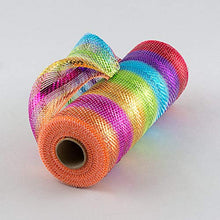 Load image into Gallery viewer, Multi Color Deco Poly Mesh Ribbon 10 Inch x 30 Feet | Red Purple Turquoise Green Orange Pink
