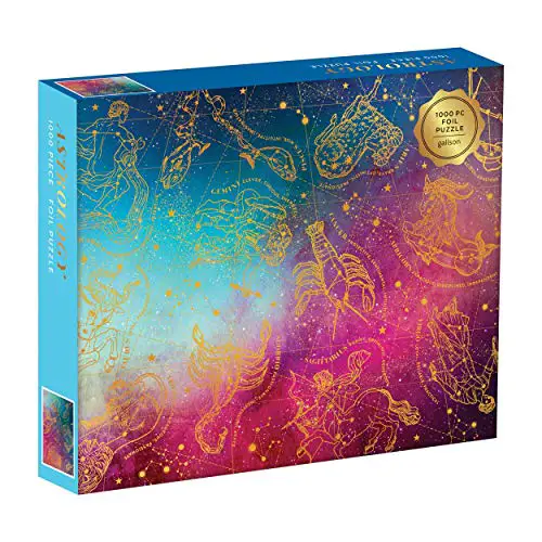 Galison Astrology 1000 Piece Jigsaw Puzzle for Adults, Foil Puzzle with Astrological Star Signs