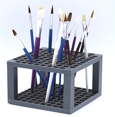 Multi Bin Art Brush Organizer 96 Hole Plastic Pencil & Brush Holder Colored Pencils Markers - Desk Stand Organizer Holder Fits Paint Brushes Dryer Holder for Pens Colored Pencils Markers (1)