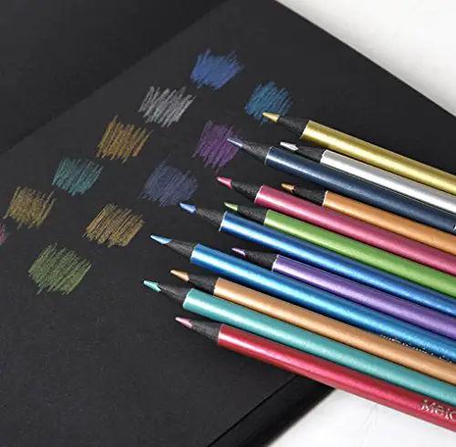12 Pack Metallic Pencil Set - 0.3MM Decor Paint Pencil Colored for DIY Photo Ablum,Card Making,Scrapbooking,Black/Dark Paper,Drawing,Coloring Book,No Duplicated