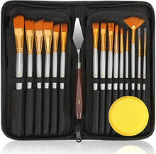 Load image into Gallery viewer, 18Pack Oil Paint Brushes Sets Professional Artist Acrylic Brush Kits for Canvas Painting Ceramic - 15 Sizes Brush 1 Standing Organizer 1 Mixing Knife 1 Watercolor Sponge
