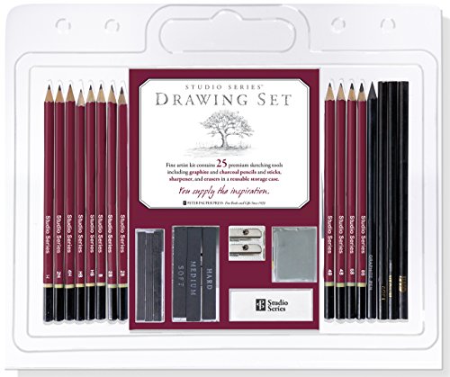 Studio Series 25-Piece Sketch & Drawing Pencil Set (Artist's Pencil & Charcoal Set)