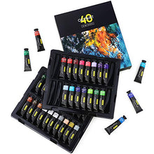 Load image into Gallery viewer, Magicfly Professional Oil Paint Set, 40 Tubes (18ml/0.6oz) including Classic, Metallic Gold, Silver &amp; 3 White Colors, Rich Vibrant, Non-Toxic Oil Paints for Canvas Painting, Oil Paint Supplies for Artist, Kids and Beginners
