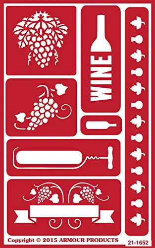 Armour Products 21-1652 Over N Over Glass Etching Stencil, 5-Inch by 8-Inch, Wine Time