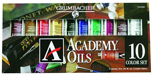 Grumbacher Academy Oil Paint, 24ml/0.81 oz Tube, 10-Color Set