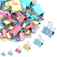 Load image into Gallery viewer, 188 Pcs Binder Clips Paper Clamps Assorted 6 Sizes, Paper Binder Clips Metal Fold Back Clips with Box for Office,School and Home Supplies,Assorted Colors
