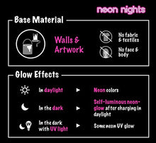 Load image into Gallery viewer, Premium Glow in the Dark Acrylic Paint Set by neon nights – Set of 8 Professional Grade Neon Craft Paints – Long-Lasting Self-Luminous Paint Handcrafted in Germany – 8 x 20 ml / 0.7 fl oz 
