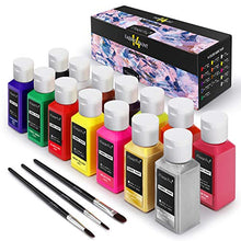 Load image into Gallery viewer, Magicfly Permanent Soft Fabric Paint Set, Set of 14(60ml Each) Textile Paints with 3 Brushes, No Heating Needed &amp; Washable Fabric Paint for Clothes, Canvas, T-Shirts, Jeans, Bags, All DIY Projects
