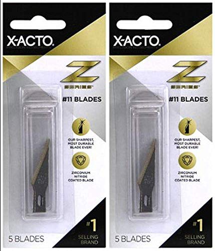 2-Pack - X-ACTO Z Series Light-Weight Replacement Blade, No 11, 4-7/8 in L, Stainless Steel Blade, Gold Hue, 5 Blades per Pack