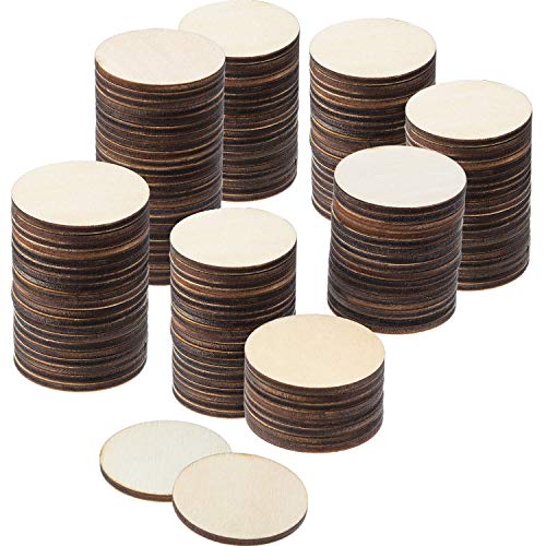 Boao 200 Pieces Unfinished Wood Slices Round Disc Circle Wood Pieces Wooden Cutouts Ornaments for Craft and Decoration (1.5 Inch)