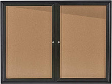 Load image into Gallery viewer, Adir Office Enclosed Bulletin Board - Double Door Locking Cork Board Display Board for Home, School, Office and More. 48&quot;x36&quot; (Black / Cork)
