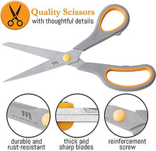 Load image into Gallery viewer, WA Portman Bulk Scissor Pack of 6 - Heavy Duty Craft Scissors Set for General Use Office Kitchen Fabric Paper and More - Bulk Office Supplies - 8.5 Inch Stainless Steel Right and Left Hand Scissors
