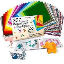 Load image into Gallery viewer, Origami Paper | 350 Origami Paper Kit | Set Includes - 300 Sheets 20 Colors 6x6 | 50 Traditional Japanese Patterns | Origami Book 25 Easy Colored Projects | Crafts for Kids | Art Supplies Kids 9-12
