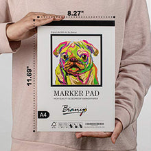 Load image into Gallery viewer, Bianyo Bleedproof Marker Paper Pad, A4(8.27&quot;X11.69&quot;), 50 Sheets/Pad, Pack of 2 Pads, 18 LB / 70 GSM, Glue-Bound, 100% Cotton, White, Ideal for Use with Markers and Ink Mediums
