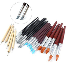 Load image into Gallery viewer, Hamineler 25 Pcs Clay Sculpting Tools Polymer Stylus Tool Set, Clay Shaping Tools Rubber Brushes Wipe Out Tool for Sculpture Pottery, Blending, Drawing
