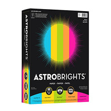 Load image into Gallery viewer, Astrobrights Color Paper, 8.5” x 11”, 24 lb/89 gsm, “Brights” 5-Color Assortment, 500 Sheets (99608)

