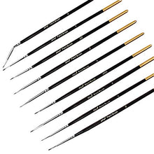 Load image into Gallery viewer, Xileyw Fine Enamel Detail Brushes Set - 9 Pieces Miniature Paint Brushes for Detailing Art Painting - Acrylic, Watercolor, Painting Models, Airplane Kits,Tempera, Face Painting, Nail Art Painting,
