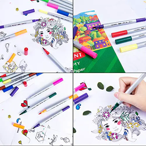 Mr. Pen- Dual Tip Brush Pens, 12 Colors, Art Markers for Kids Adults  Coloring