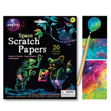 Load image into Gallery viewer, eeBoo Space Scratch Art Paper for Kids, Arts and Crafts, 20 Sheets and Bamboo Stylus
