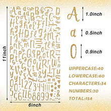 Load image into Gallery viewer, Gersoniel 6 Sheets Glitter Cursive Alphabet Letter and Number Stickers Assorted DIY Self-Adhesive Stickers for Arts and Crafts Scrapbook Cards Home Decoration Supplies (Black, Silver, Gold)
