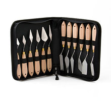 Load image into Gallery viewer, Palette Painting Knife Set 12 Pack with Carrying Case- Stainless Steel Art Paint Knives
