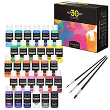 Load image into Gallery viewer, Magicfly 30 Colors Acrylic Paint Set (2fl oz/60ml Each), Non-Toxic Craft Paints with 3 Brushes, for Multi-Surface Paint on Canvas, Paper, Wood, Stone, Ceramic and Model
