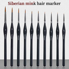 Load image into Gallery viewer, Kolinsky Sable Detail Paint Brush Set - 10pcs Siberian Mink Miniature Brushes for Fine Detailing &amp; Art Painting, Acrylic, Watercolor, Warhammer 40k, Craft Models Rock Painting
