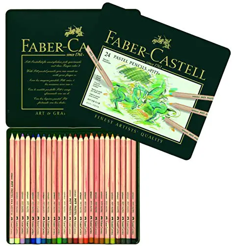 Faber-Castel FC112124 Pitt Pastel Pencils in A Metal Tin (24 Pack), Assorted