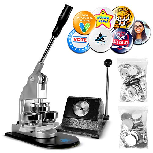 INEX Life Button Maker Machine Kit 58mm (2 ¼ inch)| Industrial Circle Cutter Punch Press - Includes All Pieces for 1,000 Metal Badge Buttons