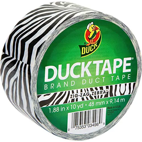 Duck Brand 1398132 Printed Duct Tape Single Roll, 1.88 Inches x 10 Yards, Zebra