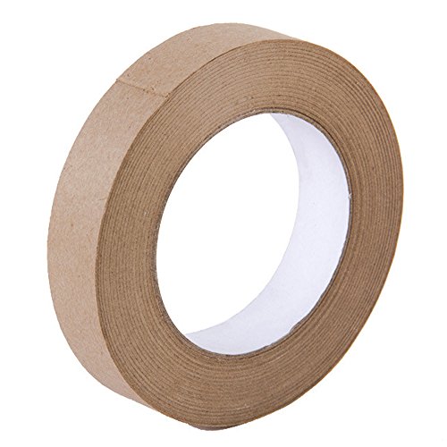 Looneng Water Activated Gummed Kraft Paper Tape - 24mm Width x 54.7 yd Length - Stretching Paper, Tamper Evident