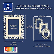Load image into Gallery viewer, Bright Creations Wooden Picture Frames for Crafts, Unfinished Cutout with String (6 Pack)
