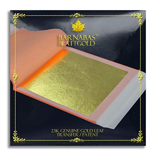 Genuine Gold Leaf Sheets 23k - by Barnabas Blattgold - 3.4 inches - 25 Sheets Booklet - Transfer Patent Leaf