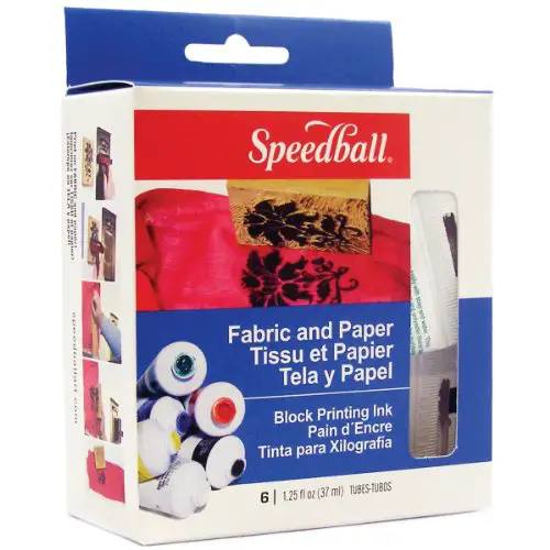 Speedball Art Products Block Printing Ink, 1.25-Ounce, Fabric and Paper, 6 Per Package
